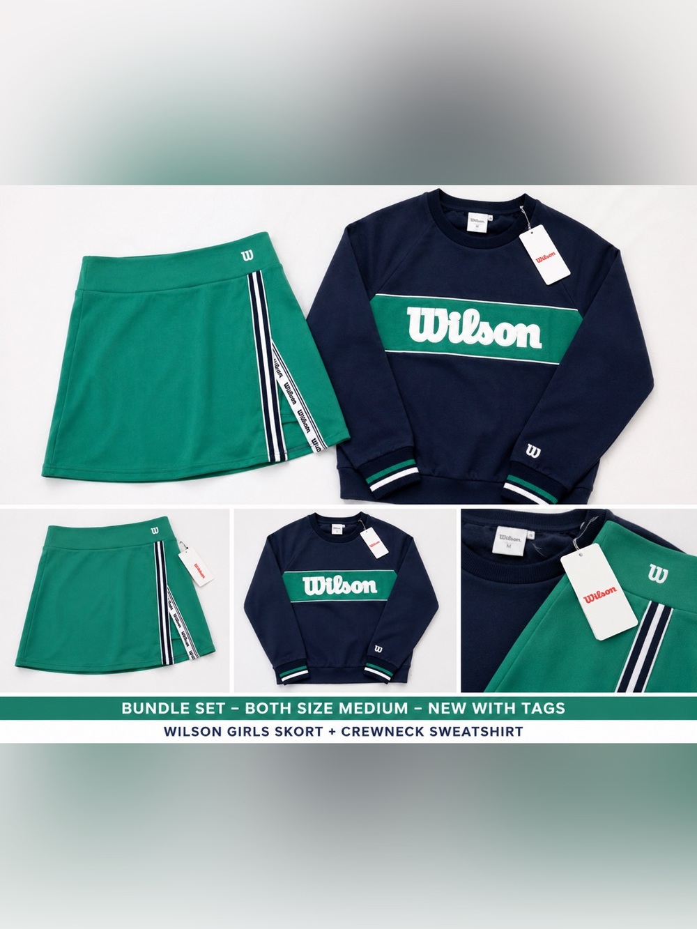 NWT Wilson Girls Matching Set Sizw M-skort + Crewneck Outfit